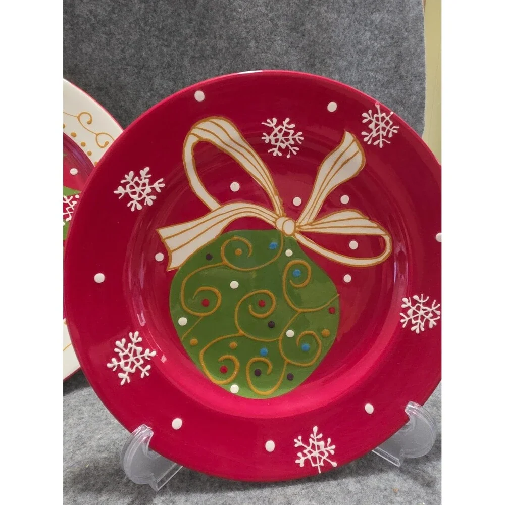 Pier One Christmas Tree/Snowflake Ironstone Plates, Salad Plates & Bowls.  READ